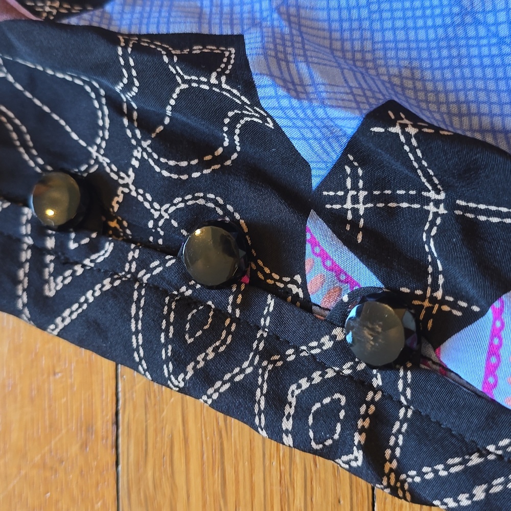 NWT,Plenty by Tracy Reese Hawaiian Quilt Star Print One Shoulder Silk Top,  0 - Picture 11 of 13